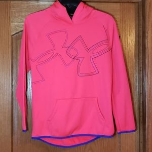 Girl's pink Under Armour hooded sweatshirt